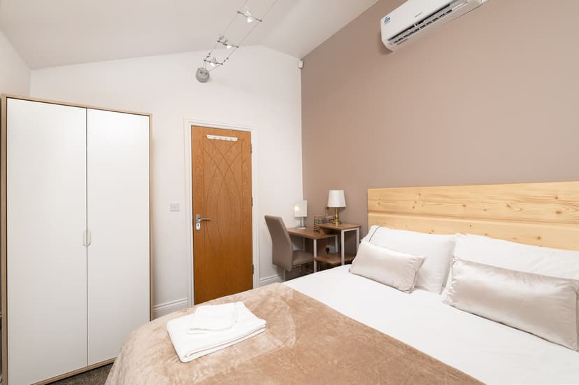 Elegant master bedroom with modern decor in London