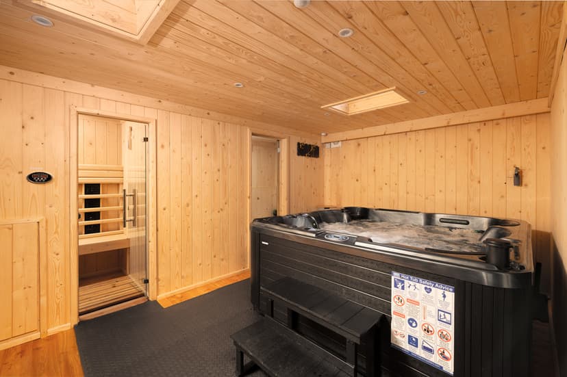 Luxurious private sauna with wooden interior in London